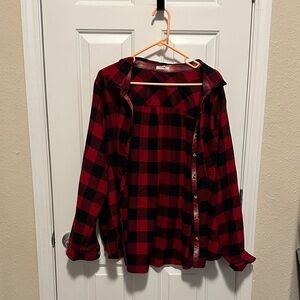 Maurices Crimson and Ebony Checkered Shirt